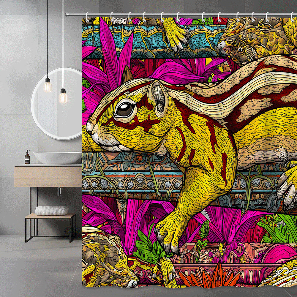 Colorful Lizard Shower Curtain Graphic Animal Print