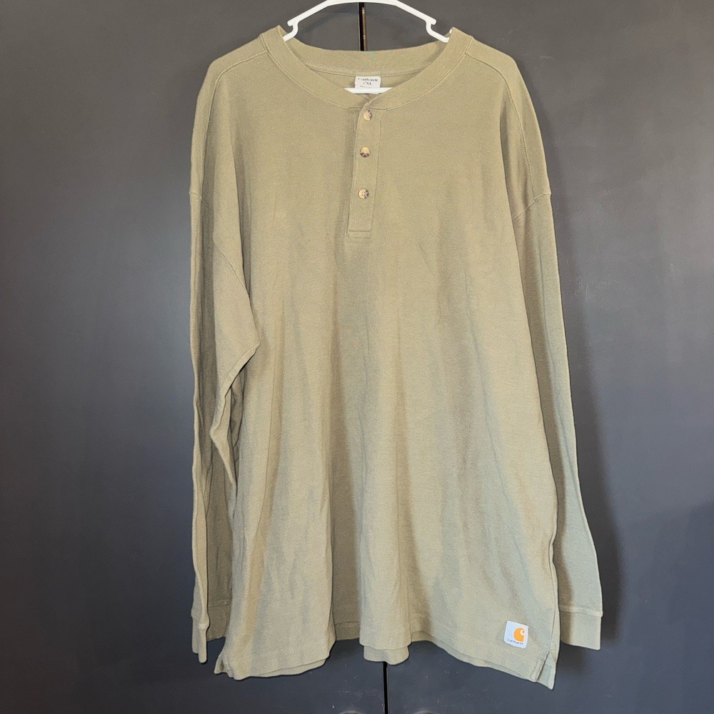VTG 2006 Carhartt Shirt Mens Sz 2XL Waffle Knit Henley Thermal Heavyweight Work