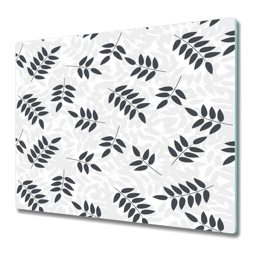 Glass Surface Protector Worktop Saver Monochrome Leaves Delicate 60x52