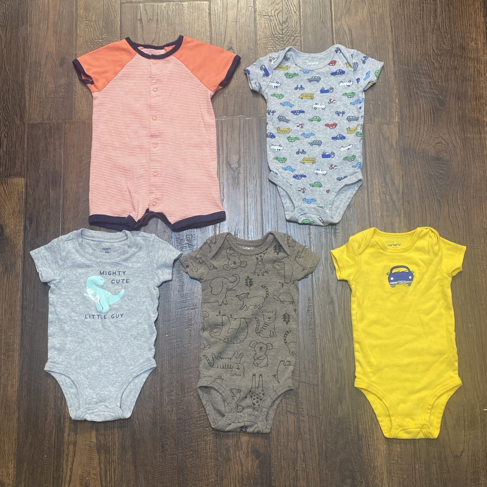 Carter's Baby Infant Short Sleeve Bodysuits Lot Of (5) Size: 6 Month Snap Bottom