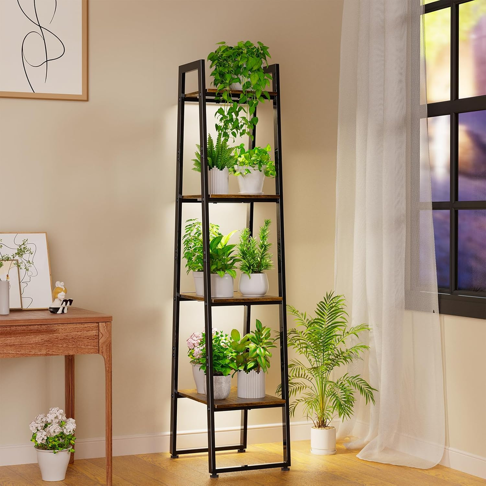 Simple Trending Tall Plant Stand Indoor with Grow Lights, 4 Tier Metal Plant She
