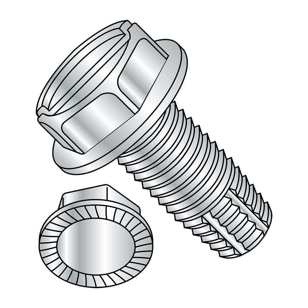 Steel Thread Cutting Screw with Zinc Plating Serrated Hex Washer Head Slot