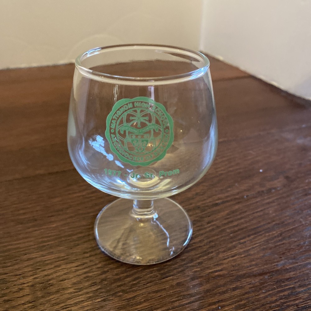 1977 Matignon High School Archdiocese Of Boston Jr. Sr. Prom Footed Glass