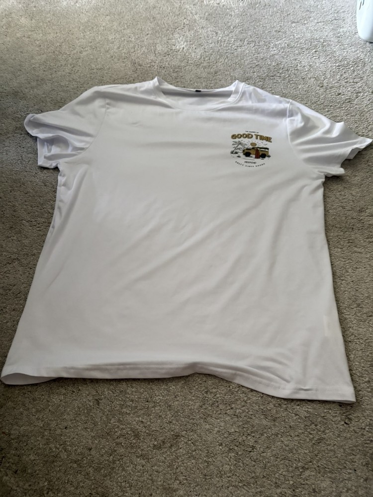 boohooman Men’s L White Crew Neck Short Sleeve Beach Graphic Print T-Shirt