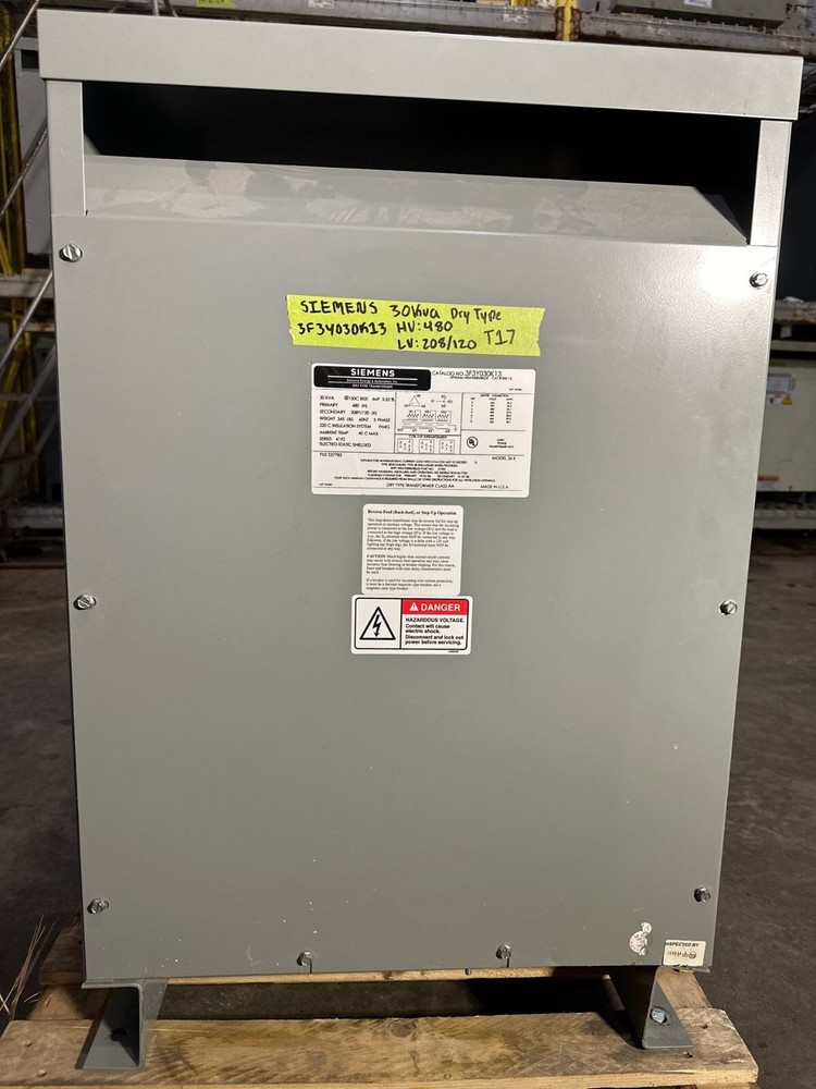 Трансформатор 30 КВА Siemens 3F3Y030K13 Pri 480 В сек 208Y/120V 3 фазы внутренний 3PH