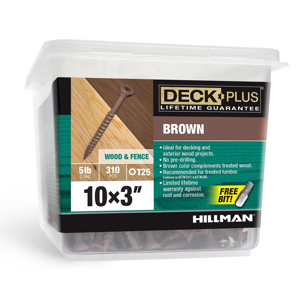 3-inch #10 Brown Exterior Wood Screws 5lb Box