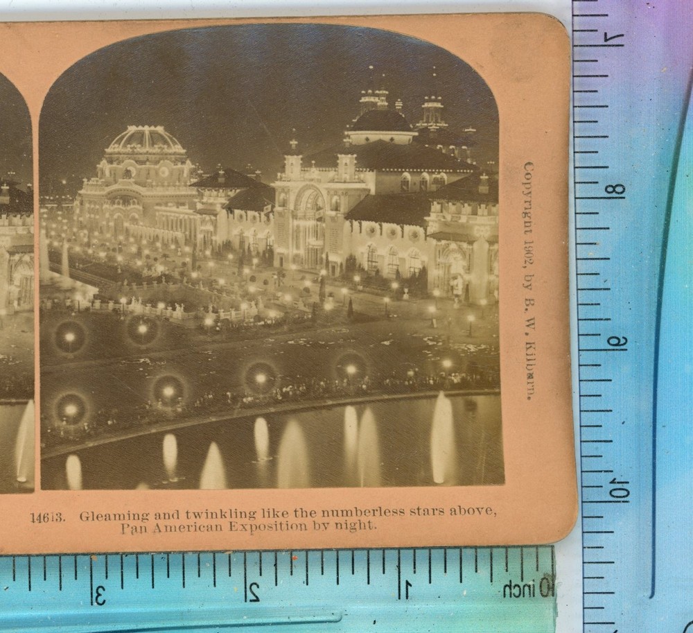 Gleaming & Twinling Pan American Exposition at Night Kilburn Stereoview