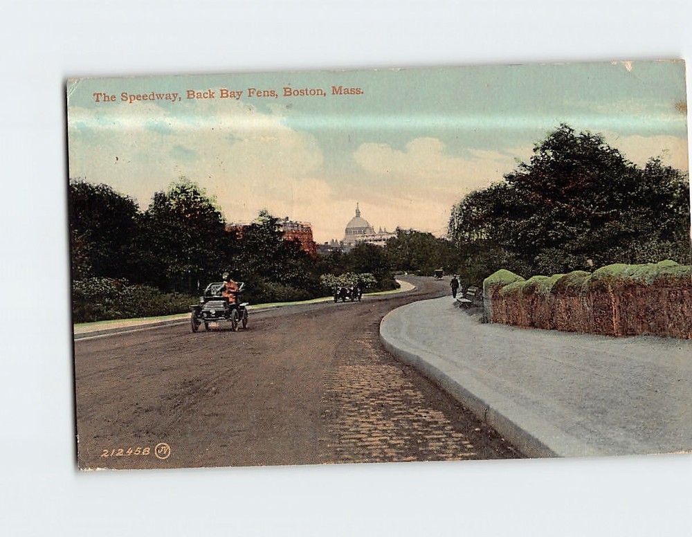 Postcard The Speedway Back Bay Fens Boston Massachusetts USA