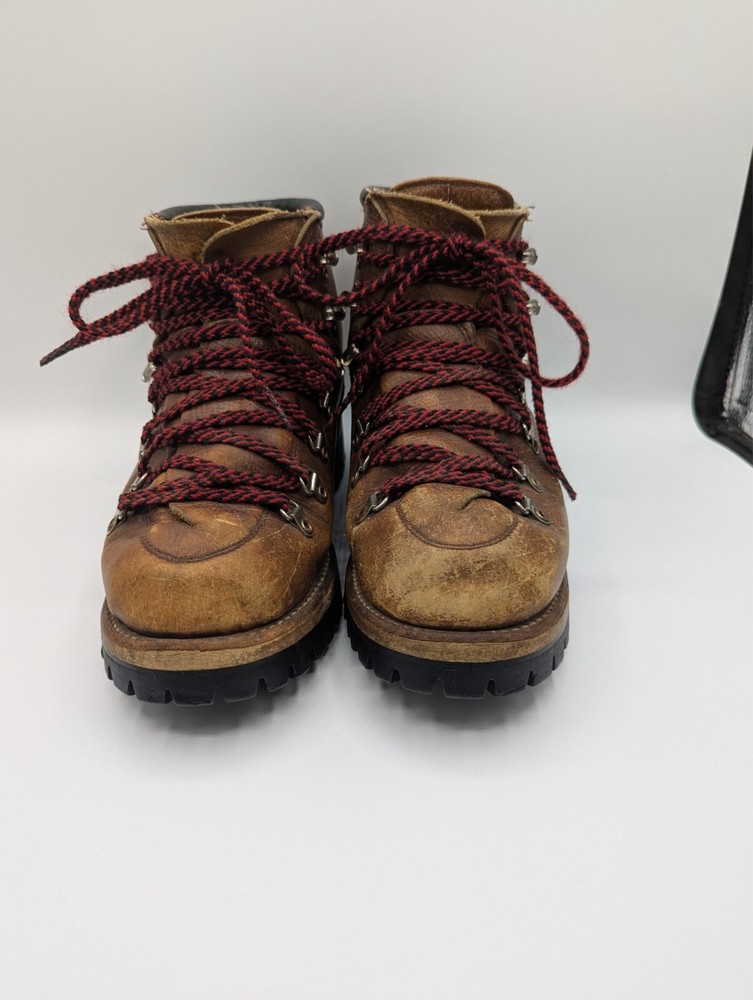 Vintage Herman Mountaineering Hiking Boots Brown Leather Vibram Heavy Duty 8M