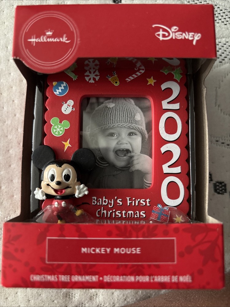 Mickey Mouse Baby's First Christmas Photo Frame Ornament by Hallmark 2020 Red