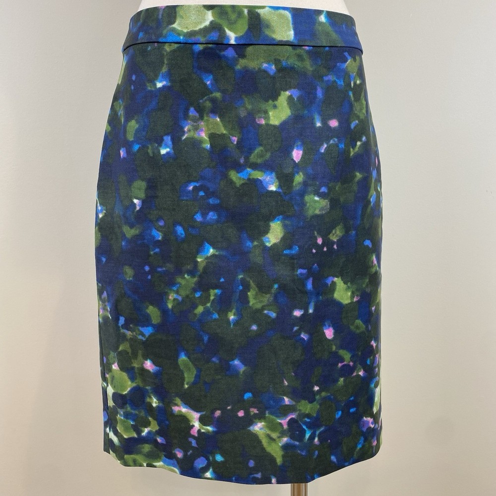 J. Crew No. 2 Pencil Skirt Gardenshade Knee Length Sz 4 Lined Watercolor Career