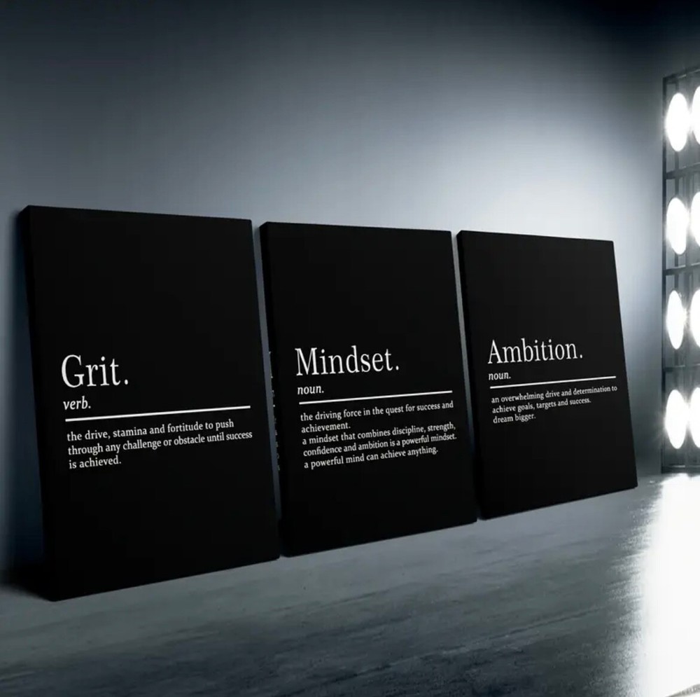 3pcs Motivational Quote work hard Canvas Painting wall art Poster Home Decor