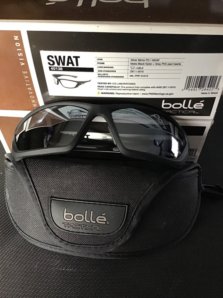 Bolle 40138 SWAT Ballistic Sunglasses - Silver Flash Anti-Fog Mirror Lens 2 Pair