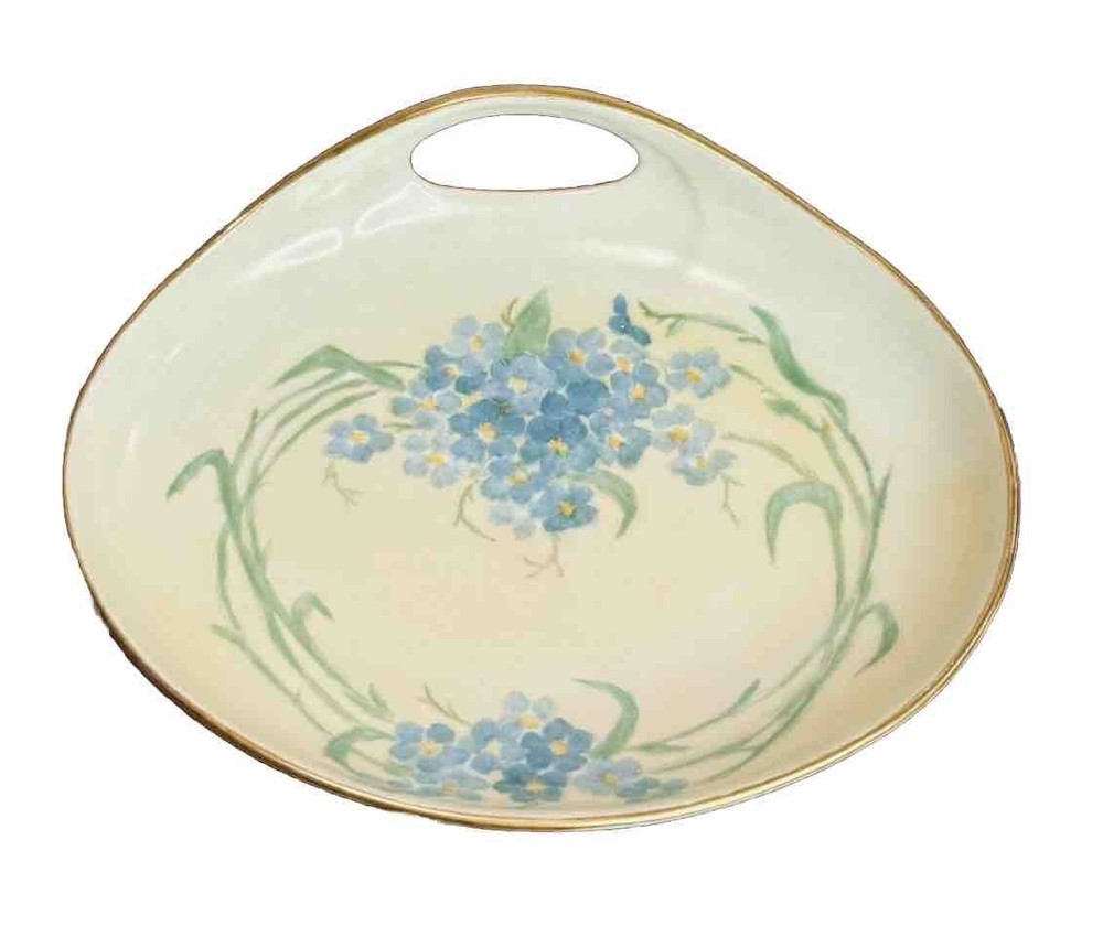 VTG MZ Altrohlau CMR Czechoslovakia Gold Trim Soap Dish Hand painted Signed 1943