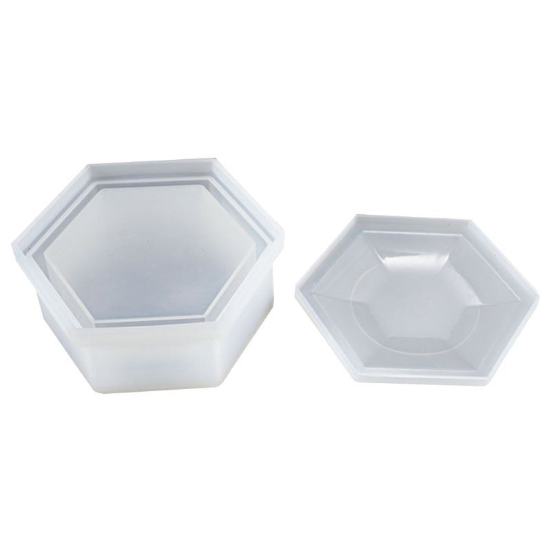 Crystal Epoxy Hexagon Storage Box DIY Silicone Mold Plum Shape