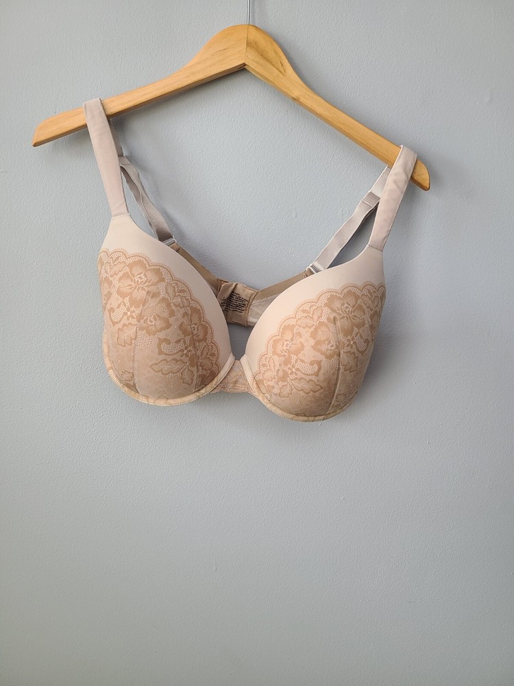 Soma Enhancing Shape Beige Coverage Lace Trim T-Shirt Bra Underwire Size 34DDD