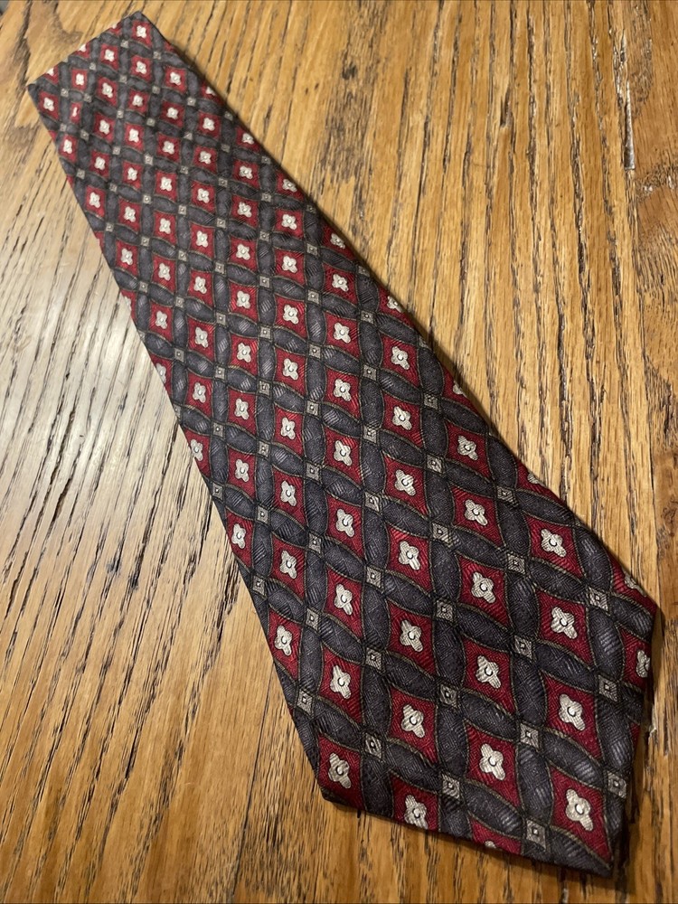 Vintage EUC J.Z. Richards For Nordstrom USA Hand Made Silk Tie Necktie Geometric