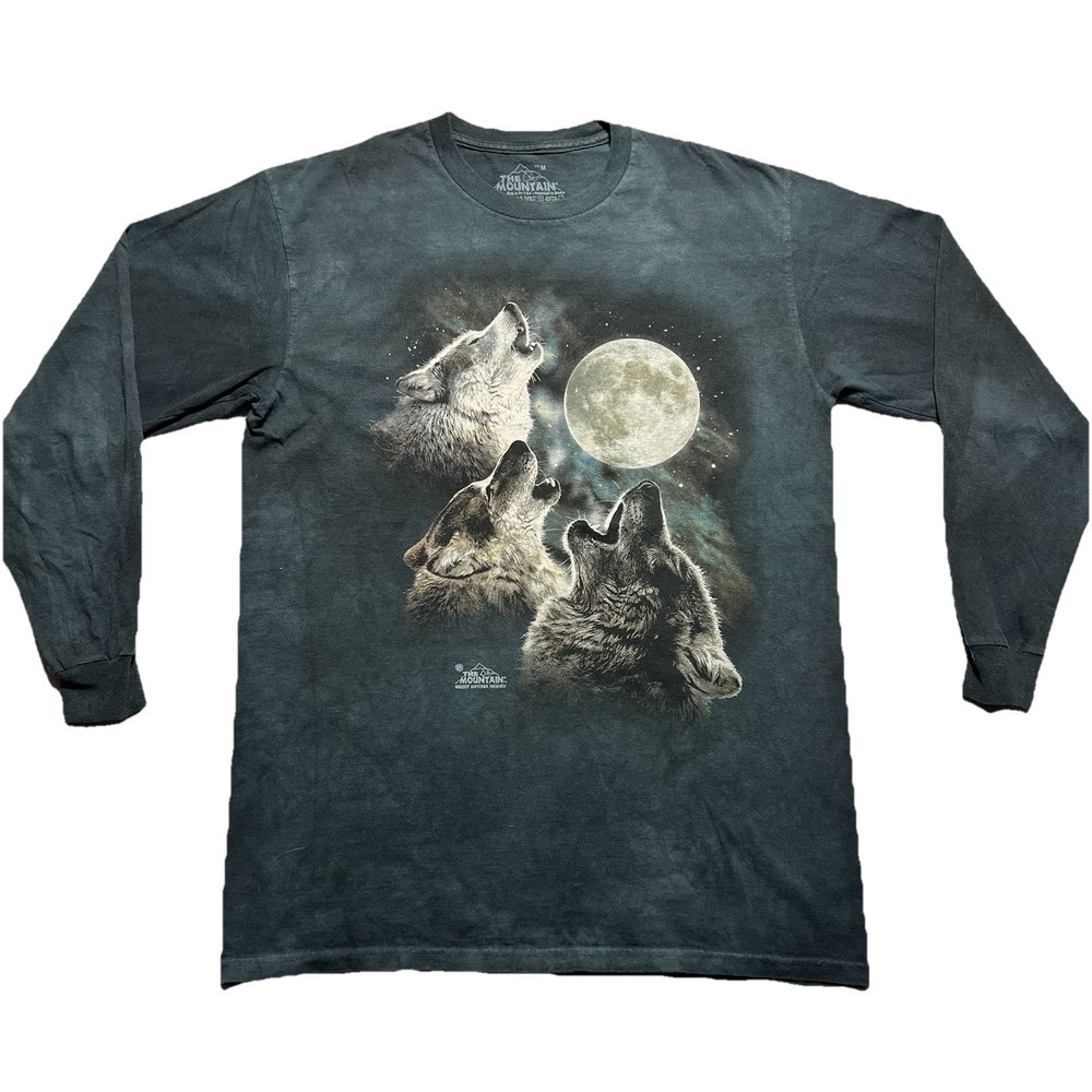The Mountain Three Wolf Moon Long Sleeve T Shirt Mens Medium Grey 2007 Vintage