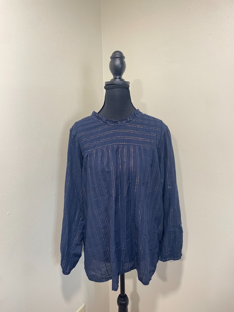 Anthropologie Maeve Long Sleeve Blue Top- Women Size Large