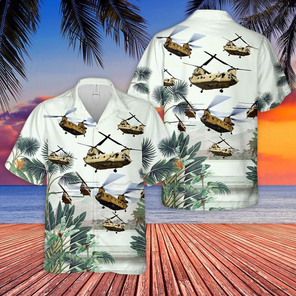 Army Boeing CH 47 Chinook Hawaiian Shirt Gift for Men Dad Father