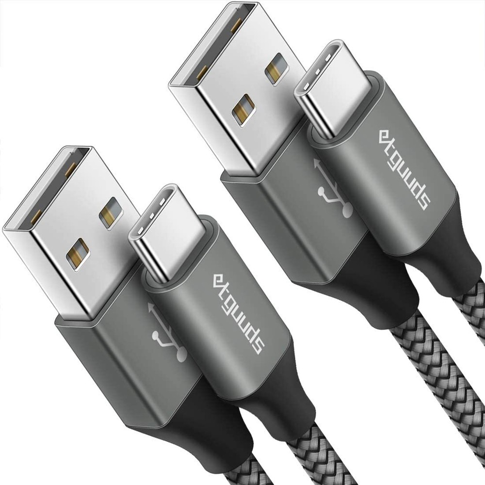 10ft USB A to C Fast Charging Braided Cable 2-Pack
