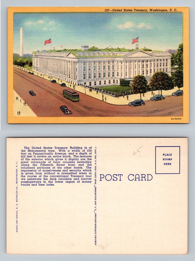Washington, DC-District Columbia, U.S. Treasury Building Vintage Postcard