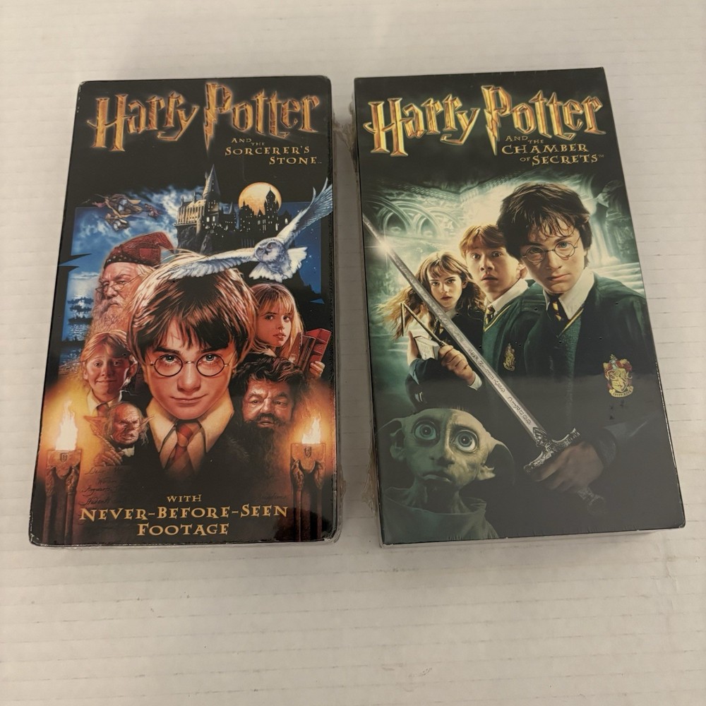 Harry Potter Year 1 & 2 VHS Tape Lot Sorcer's Stone Chamber Of Secrets