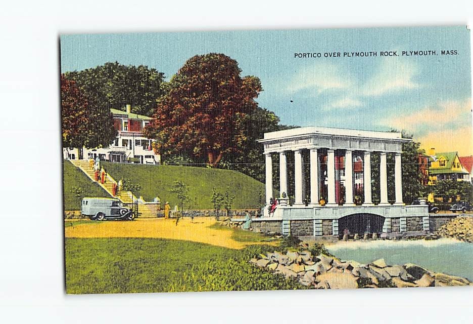 Postcard Portico over Plymouth Rock Plymouth Massachusetts USA North America
