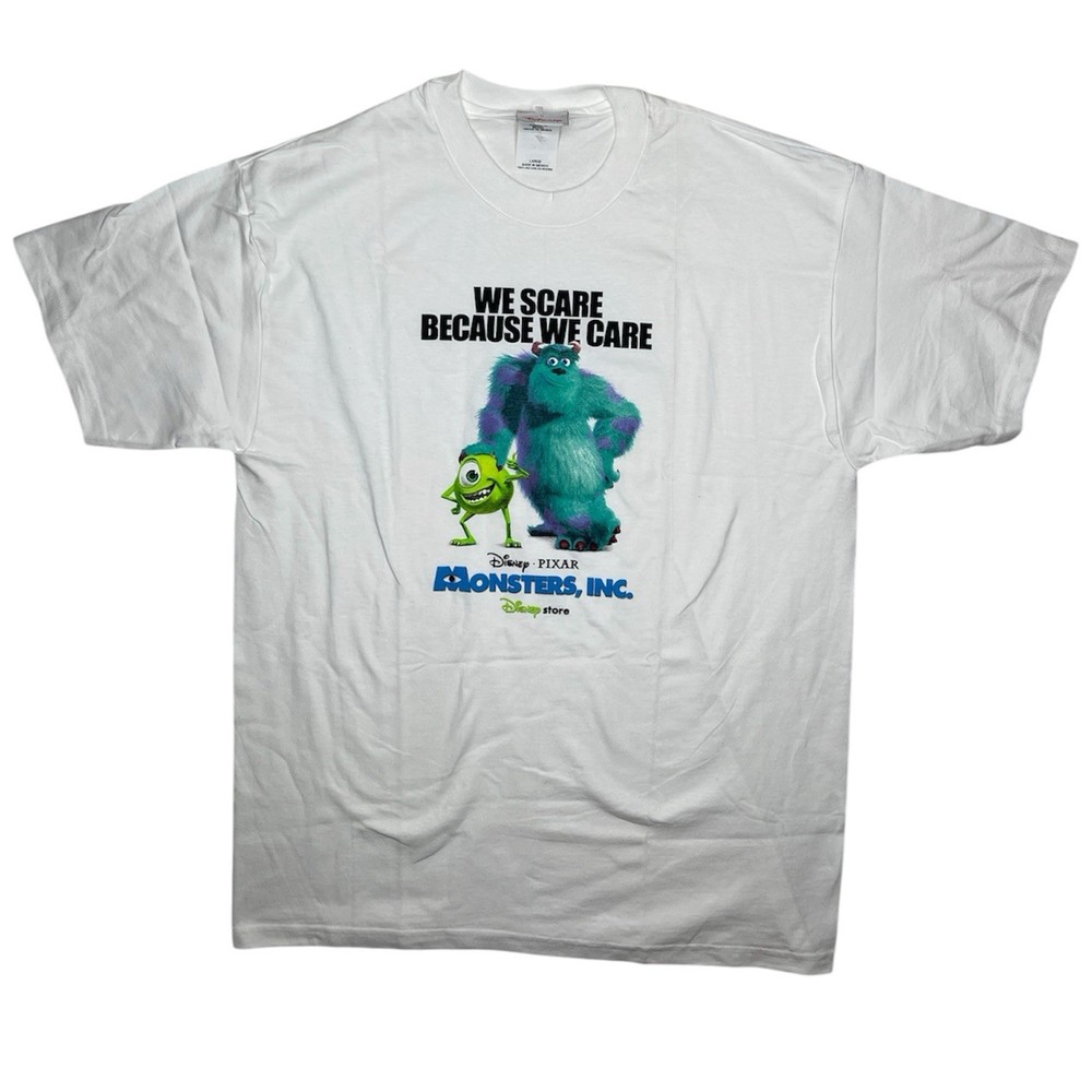 Vintage 2001 Disney Pixar Monsters Inc. White Movie Promo T-Shirt Size Large