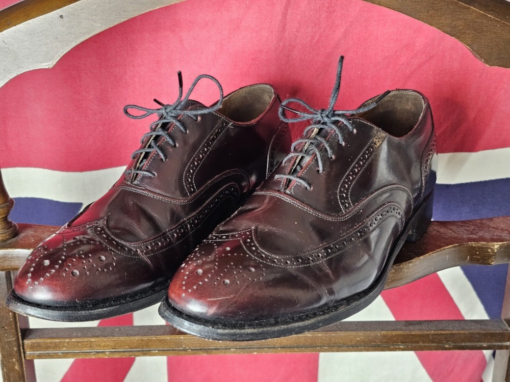 Johnston & Murphy Optima Wingtip Oxford Dress Shoes Leather Burgundy Size 7.5