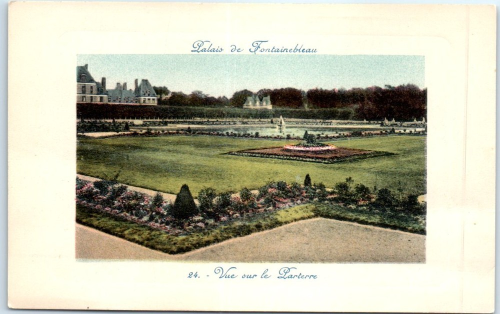 Postcard - View from the Parterre, Palais de Fontainebleau, France