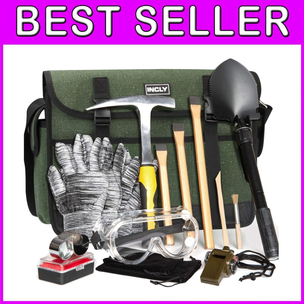 15-Piece Rock Pick Hammer & Chisel Set for Geology
