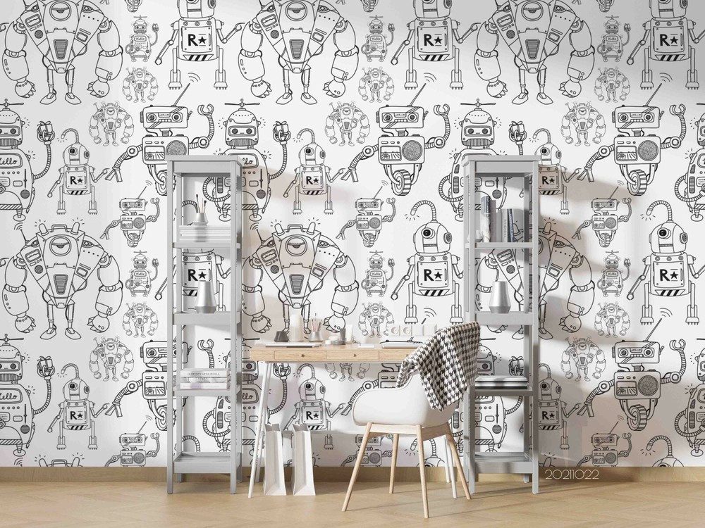 3D Abstract Art Doodle Alien Self-adhesive Removable Wallpaper Murals Wall 651