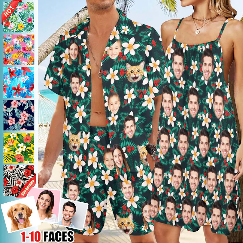 Personalized Face Hawaiian Shirt Custom Photo Funny Aloha Beach Gift