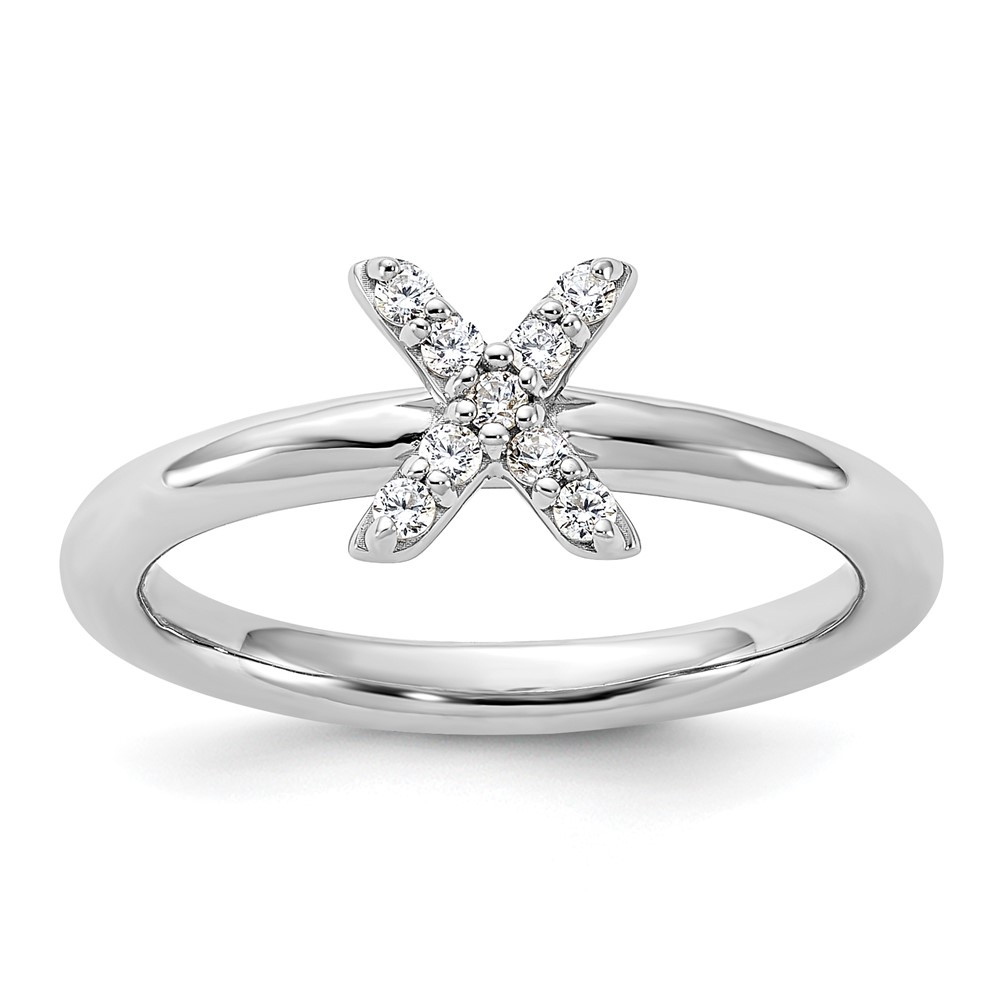 Sterling Silver Stackable Expressions Cubic Zirconia X Ring Size 10