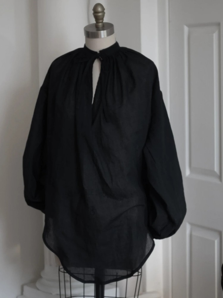Later Studio Circaea Black Cotton Semi-Sheer Medieval Goth Victorian Blouse