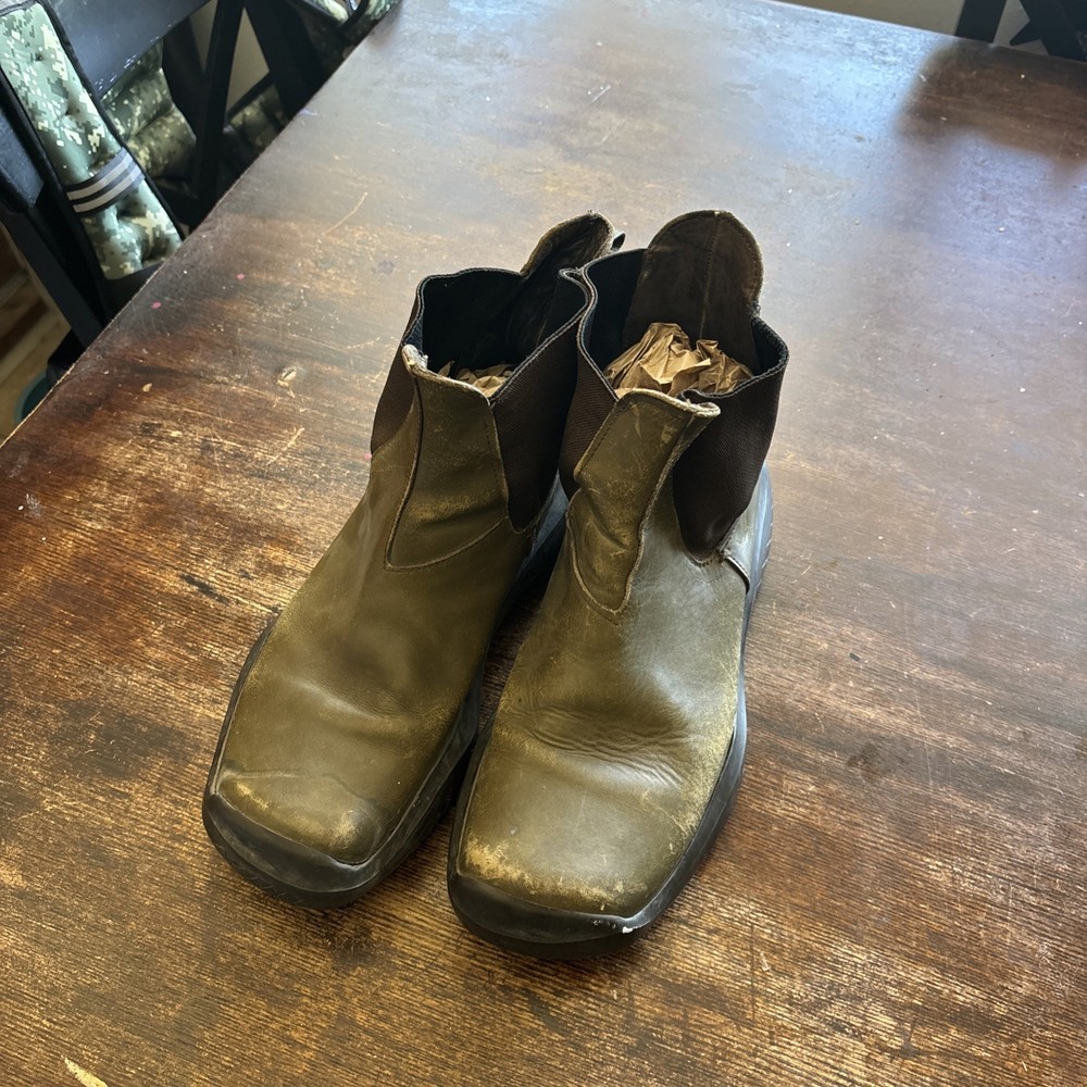 Vintage late '90s/2000s Prada Linea Rossa Leather Vibram Boots Green