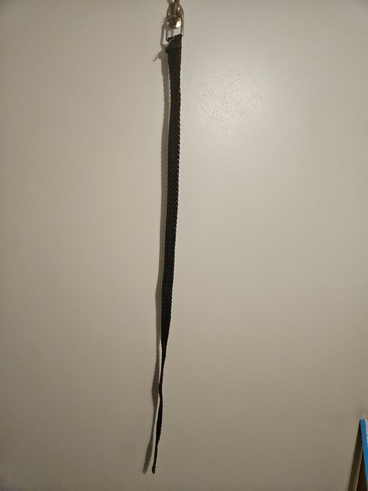Black Braided Genuine Leather Belt - Men's Size 36