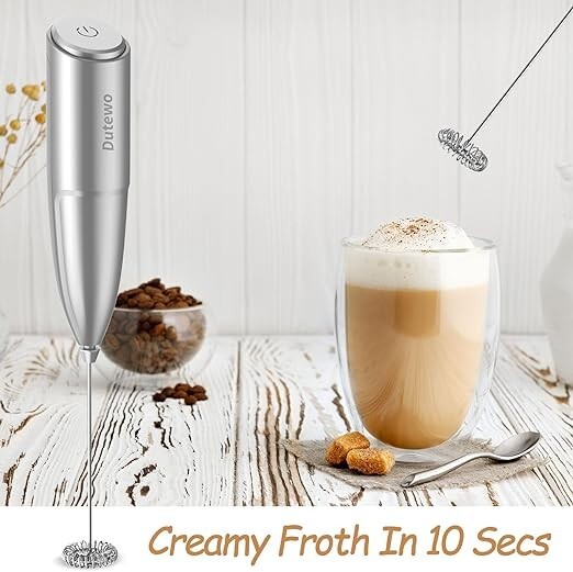 Hand Mixer Milk Frother for Coffee.Dutewo Frother Handheld Foam Maker for Lattes