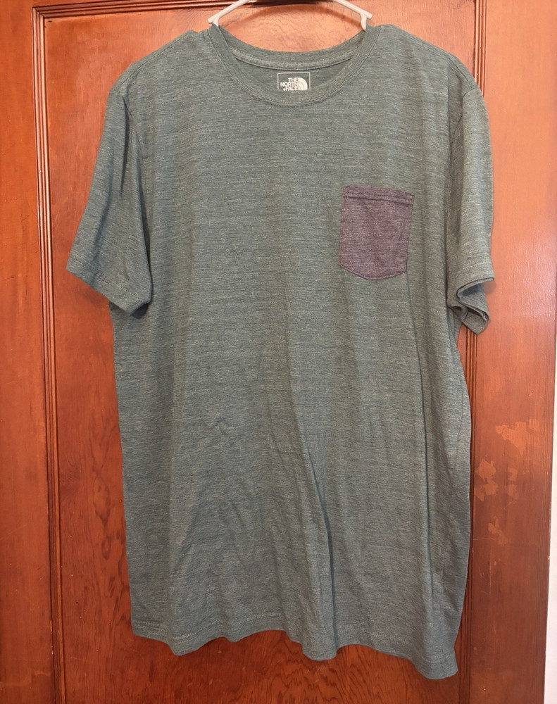 The North Face Gray Pocket Logo Crew Neck Slim Fit Short Sleeve T-Shirt, XL
