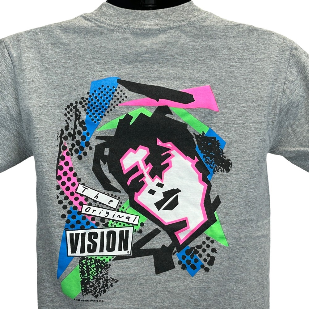 Vintage 80s Vision Street Wear Mark Gonzales T Shirt Skater USA Gray Tee S Small
