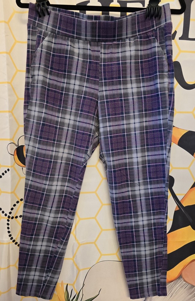 Torrid Women's Signature Waist Full Length Pocket Legging Purple Plaid Size 1