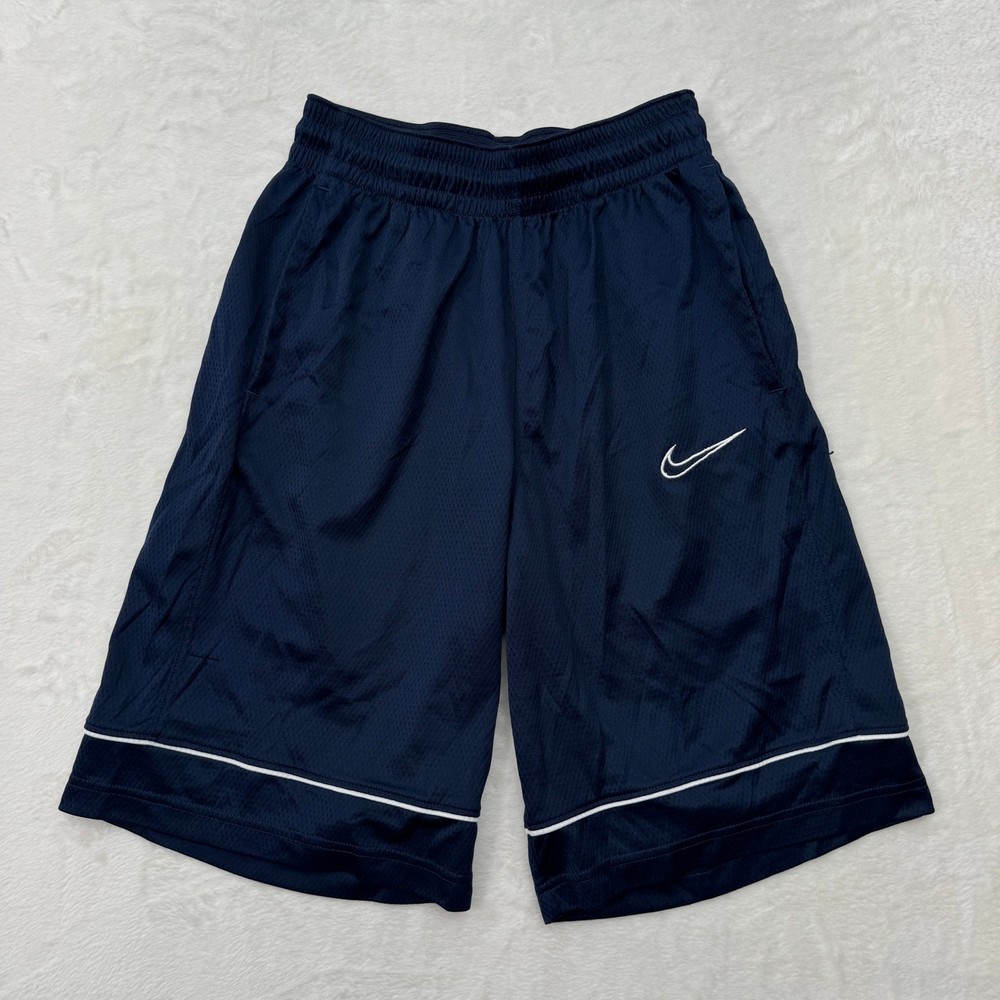 Nike Shorts Mens L Navy Blue Dri-FIT Mesh Athletic Basketball Training Piping