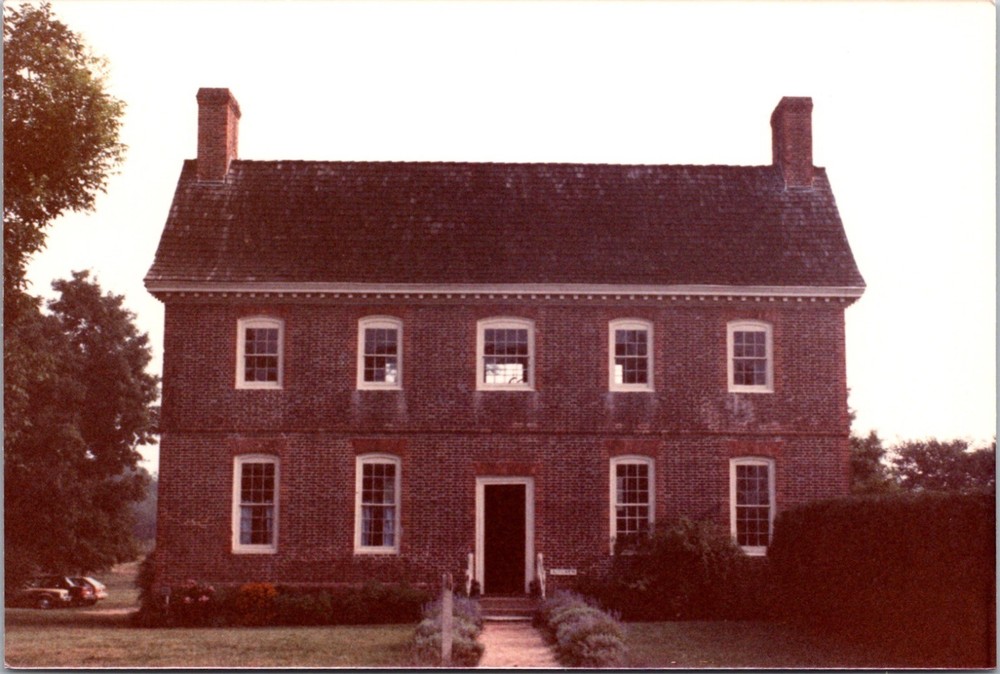Vintage Color Photo Historic Brick Colonial House with Chimneys 1970s 3x5