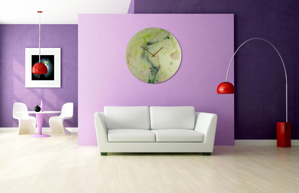 35 Inch Modern LED Wall Clock with Circular Glass Art Design-image