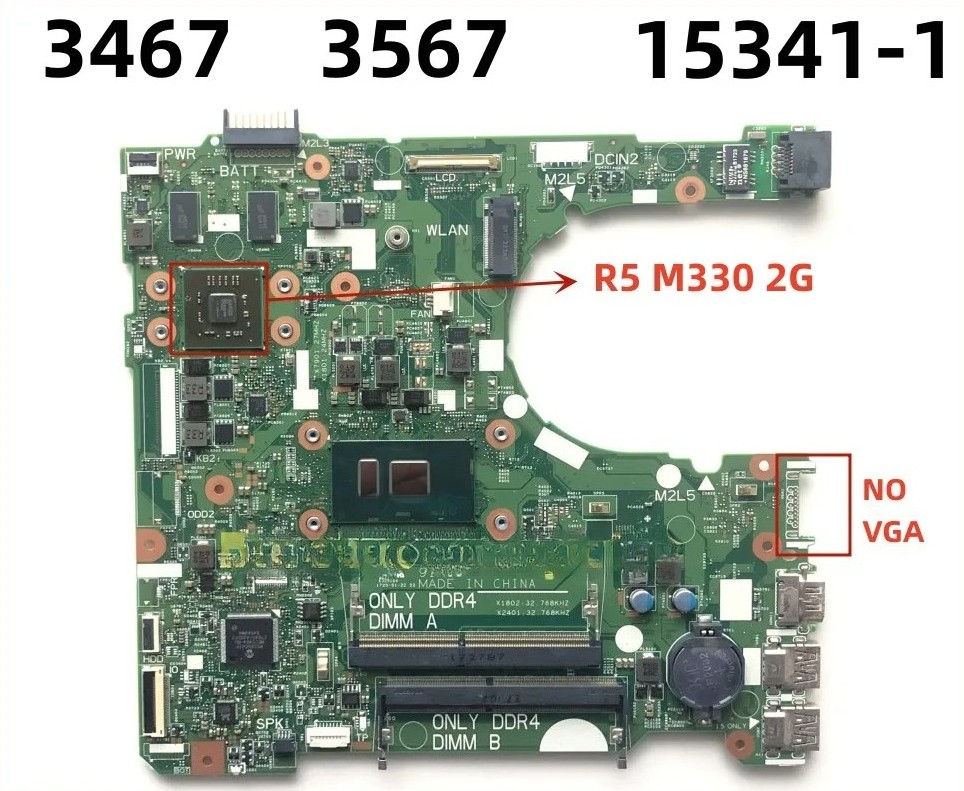 15341-1 FOR dell Inspiron 14 3467 15 3567 Laptop Motherboard i3/i5/i7 R5 M330 2G