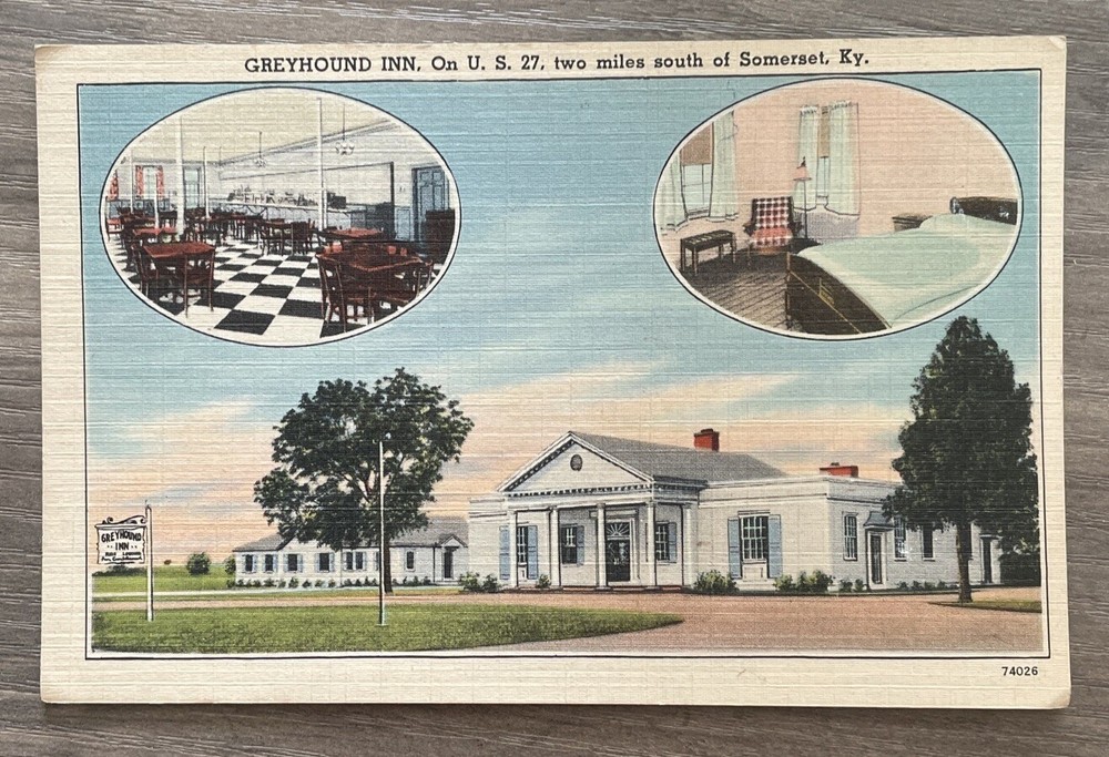 KY KENTUCKY SOMERSET GREYHOUND INN ON US 27 Linen Postcard