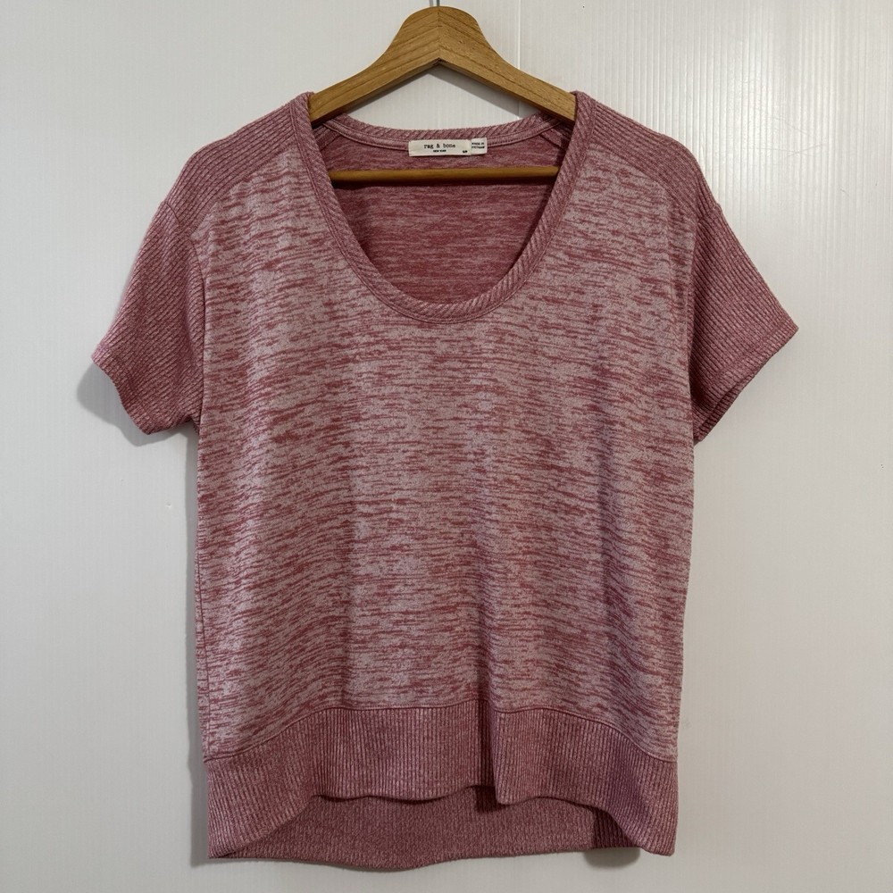Rag & Bone Short Sleeve Sweater Shirt Pink Sz Small Women’s