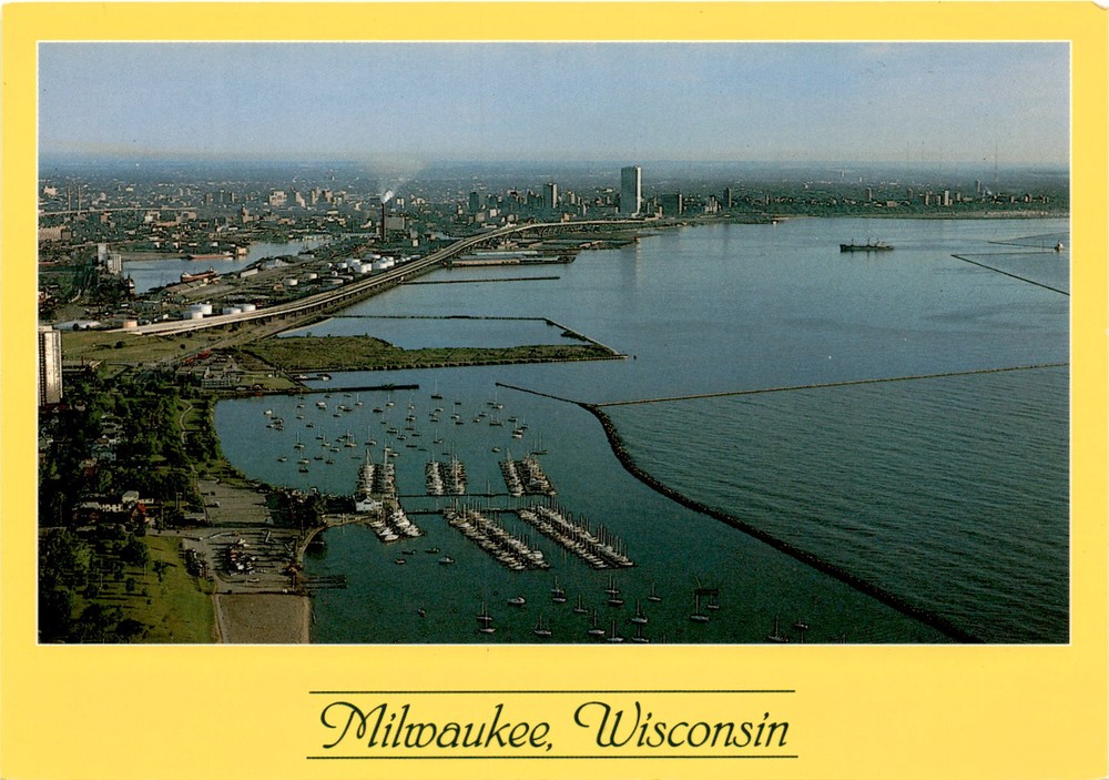 Milwaukee, Wisconsin, South Shore Yacht Club, downtown skyline, Jeff Postcard