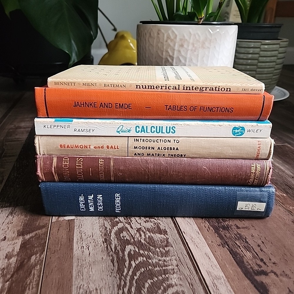 (6) Vintage Math Functions Textbooks Calculus Linear Equations Probability Books